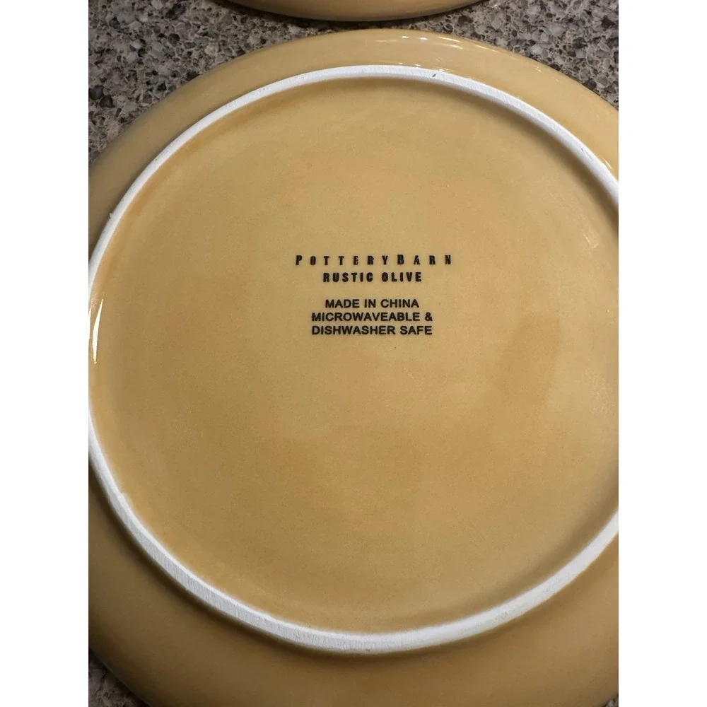 Pottery Barn RUSTIC OLIVE Salad Dessert Plates Italian Olives SET OF 4
